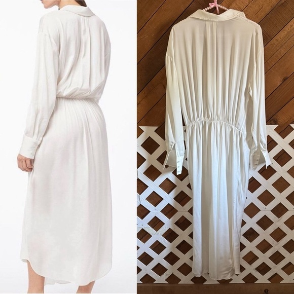 FRAME Revolve Twisted Wrap Shirt dress in Off-White size S - Picture 2 of 16